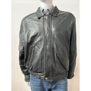 Bill Blass Bomber Jacket  Large Black Leather Damage on Left Shoulder
